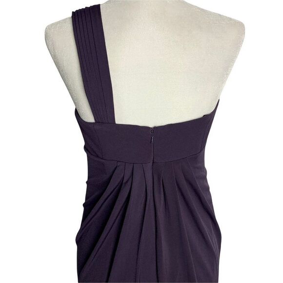 Suzi Chin One Shoulder Faux Wrap Dress 6 Dark Grey Draped Padded Bust Zip NEW - Picture 4 of 7